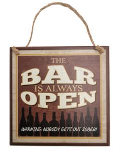 Vintage Wooden Plaque Bar Open Sign - AHS012