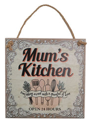 Vintage Wooden Plaque Mums Kitchen - AHS007