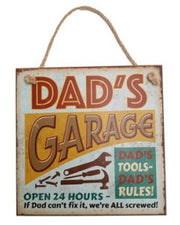Vintage Wooden Plaque Dads Garage - AHS004