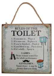 Vintage Wooden Plaque Rules of the Toilet - AHS010