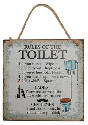 Vintage Wooden Plaque Rules of the Toilet - AHS010
