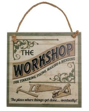 Vintage Wooden Plaque The Workshop - AHS020