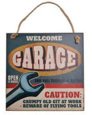 Vintage Wooden Plaque Welcome Garage - AHS018