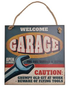 Vintage Wooden Plaque Welcome Garage - AHS018