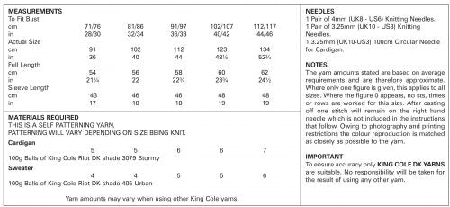 A picture of Leaflet 5007 - King Cole Riot DK, by King Cole, on a white background.