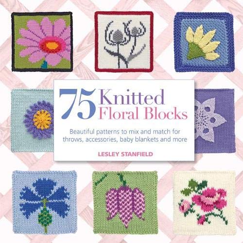 A photoshoot of 75 Knitted Floral Books on a white background