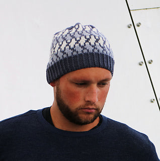 A picture of Debra Kinsey Knits - Bluegum Colourwork Beanie, by Debra Kinsey, on a white background.
