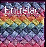A picture of Entrelac The essential guide to Interlace Knitting, by Mooroolbark Wool, on a white background.