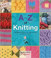 A photoshoot of A-Z of Knitting on a white background