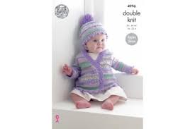 Leaflet 4996 - King Cole DK cardigan, dress &amp; hat