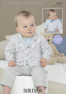A picture of Leaflet 4603 - Snuggly Spots DK Birth to 3 yrs, by Mooroolbark Wool, on a white background.